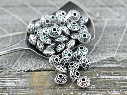 *100* 4x7mm Antique Silver Saucer Rondelle Spacer Beads