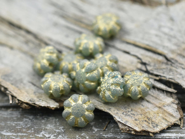 Czech Glass Beads - Etched Beads - Flower Beads - Cactus Flower - 9mm - 15pcs - (A666)