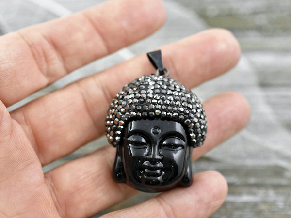 42x29x17mm Black Buddha Head Pendant