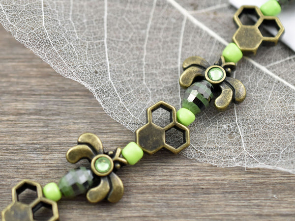 Bee & Honeycomb Bead Strand -- Choose Your Color