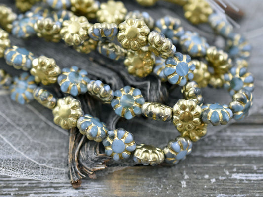 Czech Glass Beads - Etched Beads - Flower Beads - Cactus Flower - 9mm - 15pcs - (5599)