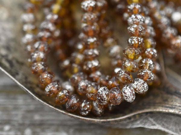 Czech Glass Beads - Rondelle Beads - Fire Polished Beads - Donut Beads - Mercury Beads - 3x5mm - 30pcs (2196)