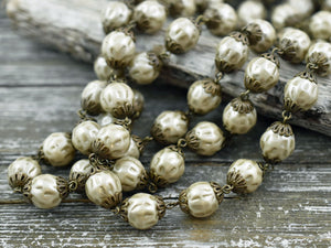 Beaded Chain - Czech Pearl Chain - Czech Glass Pearls - Sold by the foot - (CH3)