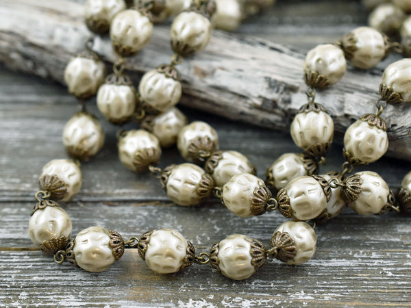 Beaded Chain - Czech Pearl Chain - Czech Glass Pearls - Sold by the foot - (CH3)