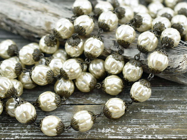 Bead Chain - Czech Pearl Chain - Beaded Chain - Czech Glass Pearls - Sold by the foot - (CH2)