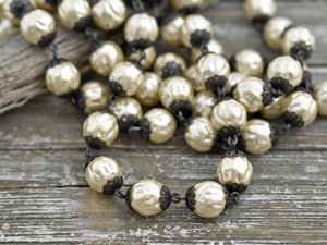 Bead Chain - Czech Pearl Chain - Beaded Chain - Czech Glass Pearls - Sold by the foot - (CH12)