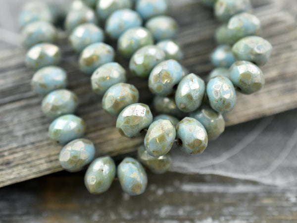 Picasso Beads - Czech Glass Beads - Rondelle Beads - Fire Polished Beads - 6x8mm - 25pcs - (1083)