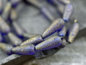 Czech Glass Beads - Drop Beads - Teardrop Beads -  Tear Drop Beads - Picasso Beads - 10pcs - 6x15mm - (4523)