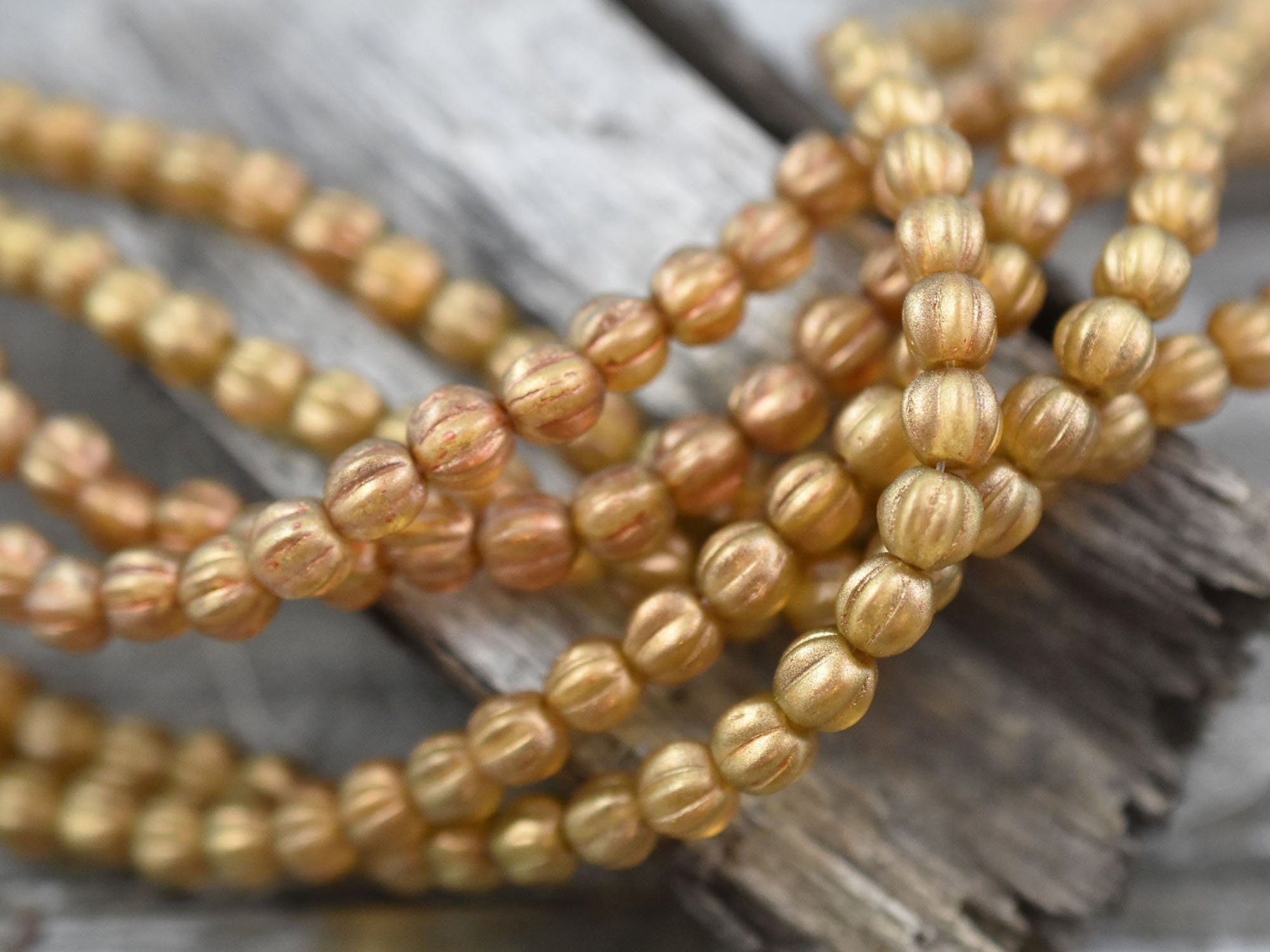 Czech Glass Beads - Melon Beads - Round Beads - 5mm Beads - Round Beads - Sandalwood Halo - 50pcs (2448)