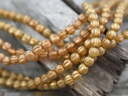 Czech Glass Beads - Melon Beads - Round Beads - 5mm Beads - Round Beads - Sandalwood Halo - 50pcs (2448)