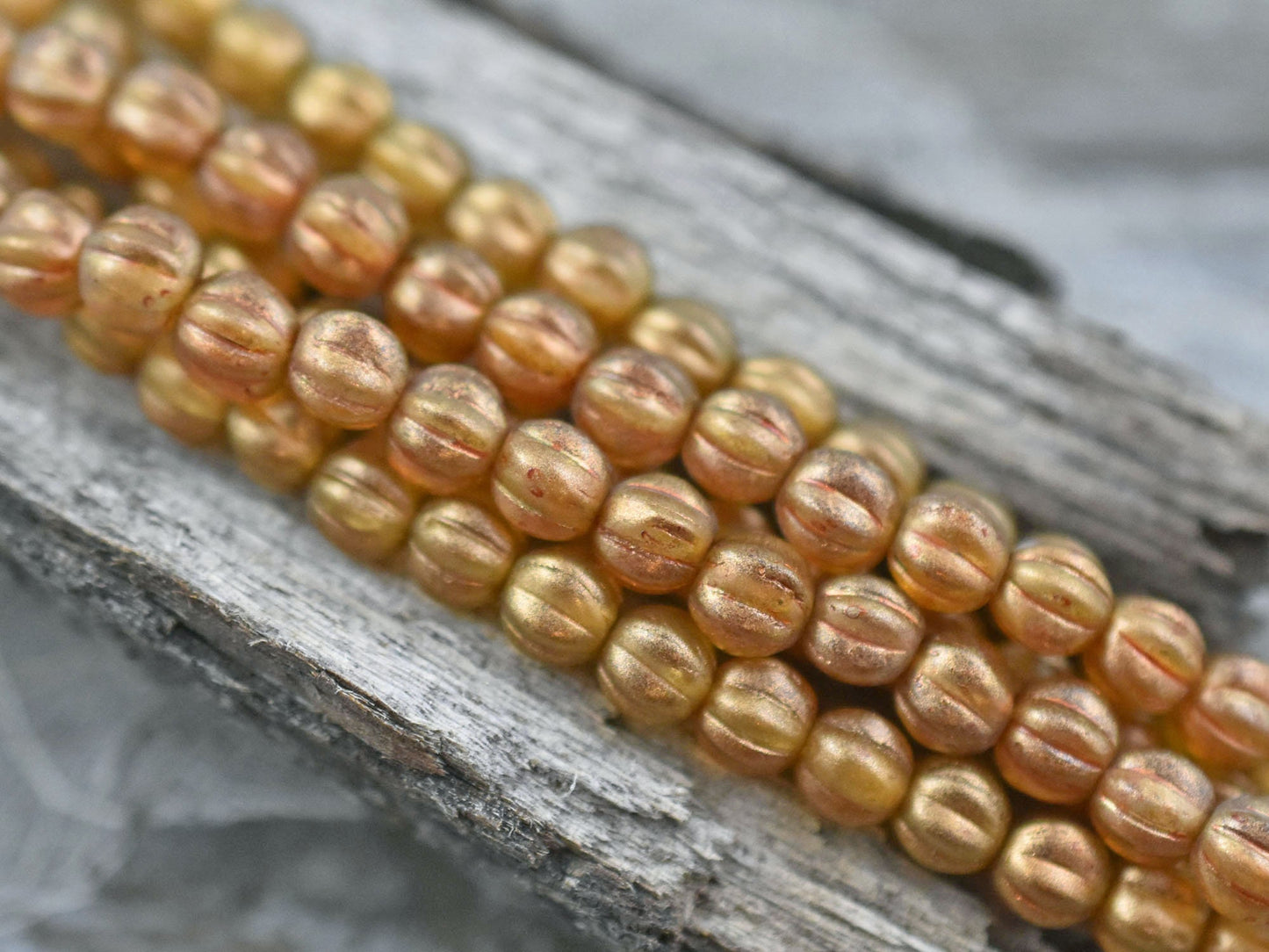Czech Glass Beads - Melon Beads - Round Beads - 5mm Beads - Round Beads - Sandalwood Halo - 50pcs (2448)
