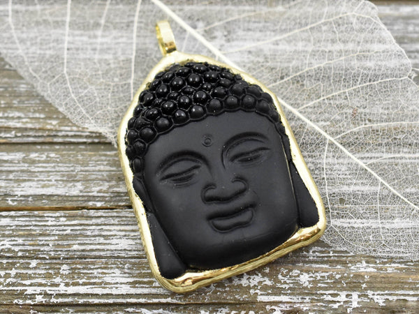 59x38x14mm Black Buddha Head Pendant