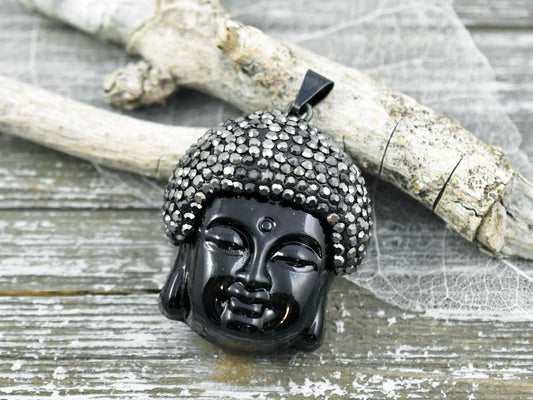 42x29x17mm Black Buddha Head Pendant