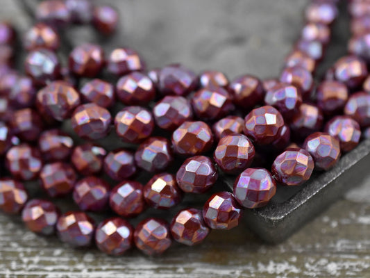 Czech Glass Beads - Fire Polished Beads - Round Beads - Faceted Beads - Nebula Beads - 6mm - 25pcs (5174)