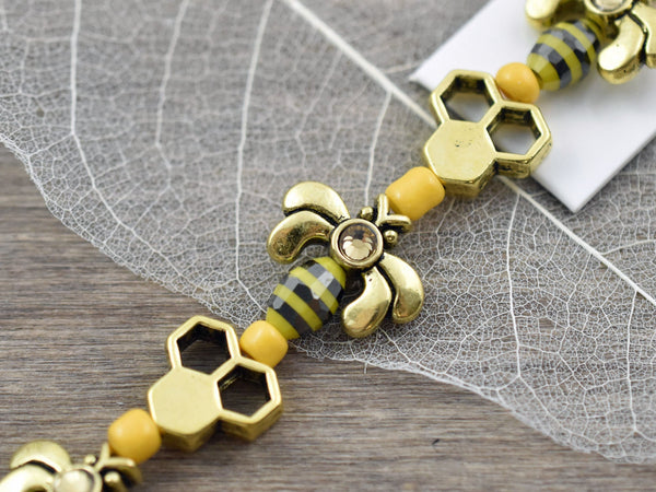 Bee & Honeycomb Bead Strand -- Choose Your Color