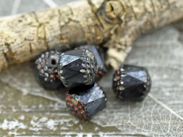Picasso Beads - Czech Glass Beads - Cathedral Beads - Fire Polish Beads - 10mm - 6pcs - (4061)