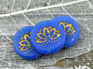 Lotus Beads - Czech Glass Beads - Picasso Beads - Lotus Flower Beads - Flower Beads - 18mm - 2pcs - (1438)