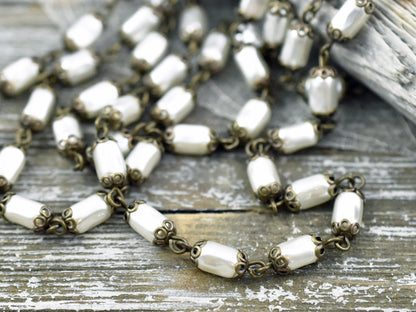 Pearl Chain - Czech Pearl Chain - Beaded Chain - Czech Glass Pearls - Sold by the foot - (CH15)