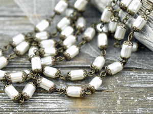 Pearl Chain - Czech Pearl Chain - Beaded Chain - Czech Glass Pearls - Sold by the foot - (CH15)