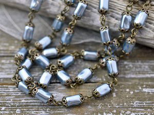 Pearl Chain - Czech Pearl Chain - Beaded Chain - Czech Glass Pearls - Sold by the foot - (CH17)