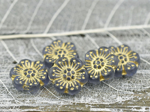 Flower Beads - Czech Glass Beads - Czech Glass Flowers - Picasso Beads - Wildflower Beads - 14mm Flower - 6pcs - (4318)