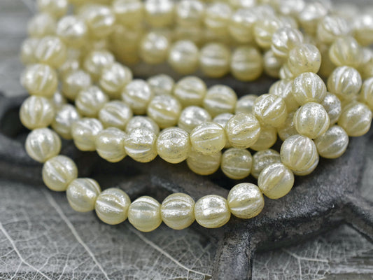 Melon Beads - Round Beads - Czech Glass Beads - 6mm Beads - Fluted Round - 25pcs - 6mm - (3280)