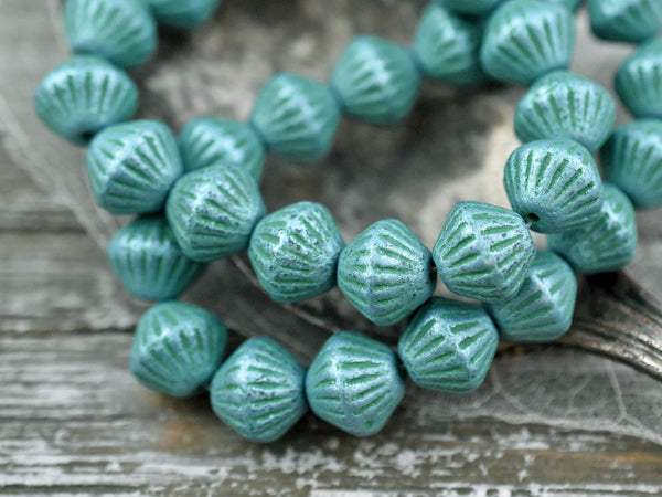 Czech Glass Beads - Picasso Beads - Bicone Beads - Tribal Bicone - 10pcs - 11mm - (4760)