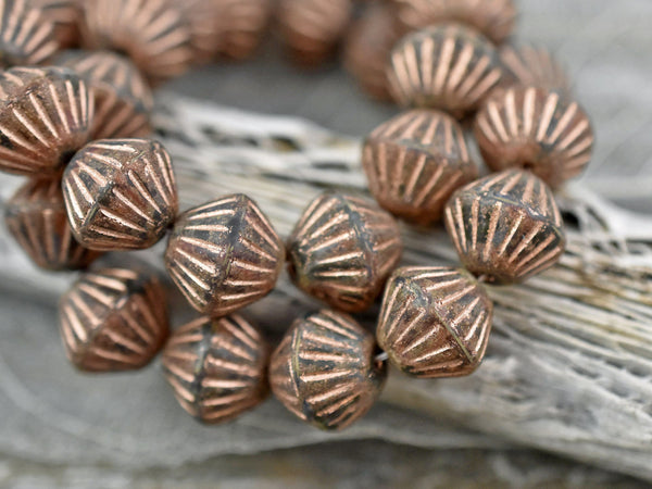 Picasso Beads - Bicone Beads - Czech Glass Beads - Tribal Bicone - 10pcs - 11mm - (4538)
