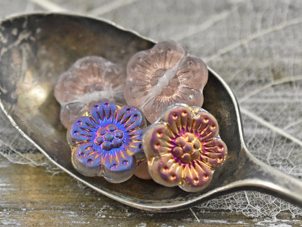 Flower Beads - Czech Glass Beads - Czech Glass Flowers - Picasso Beads - Wildflower Beads - 14mm Flower - 6 or 12pcs