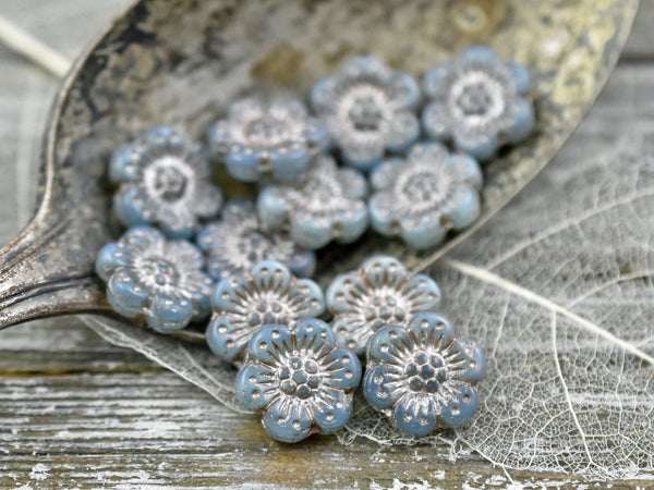 Czech Glass Beads - Flower Beads - Picasso Beads - Wildflower Beads - Czech Glass Flowers - 14mm - 6pcs - (2247)