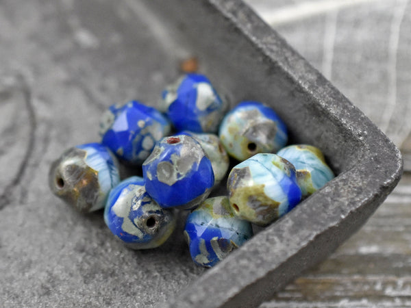 Picasso Beads - Central Cut - Round Beads - Baroque Beads - Picasso Glass - Czech Beads - 8mm - 10pcs - (4854)