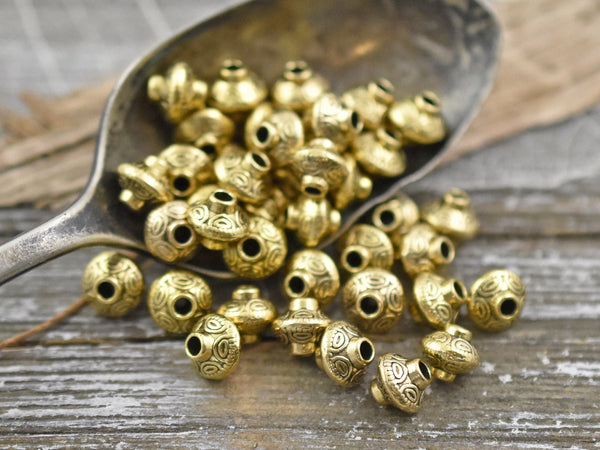 *50* 6mm Antique Gold Bicone Spacer Beads