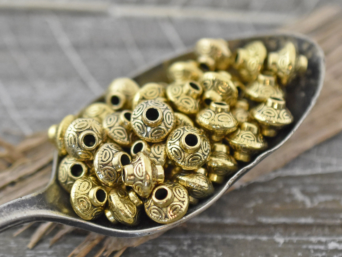 *100* 6mm Antique Gold Bicone Spacer Beads