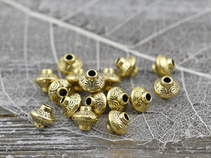 *100* 6mm Antique Gold Bicone Spacer Beads