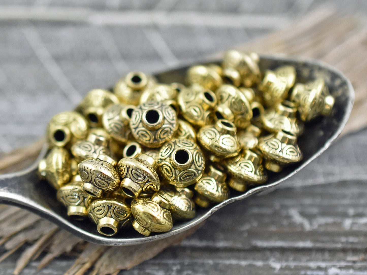 *100* 6mm Antique Gold Bicone Spacer Beads