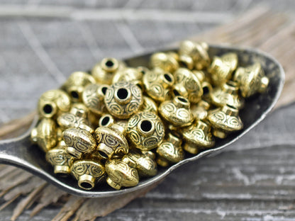 *100* 6mm Antique Gold Bicone Spacer Beads