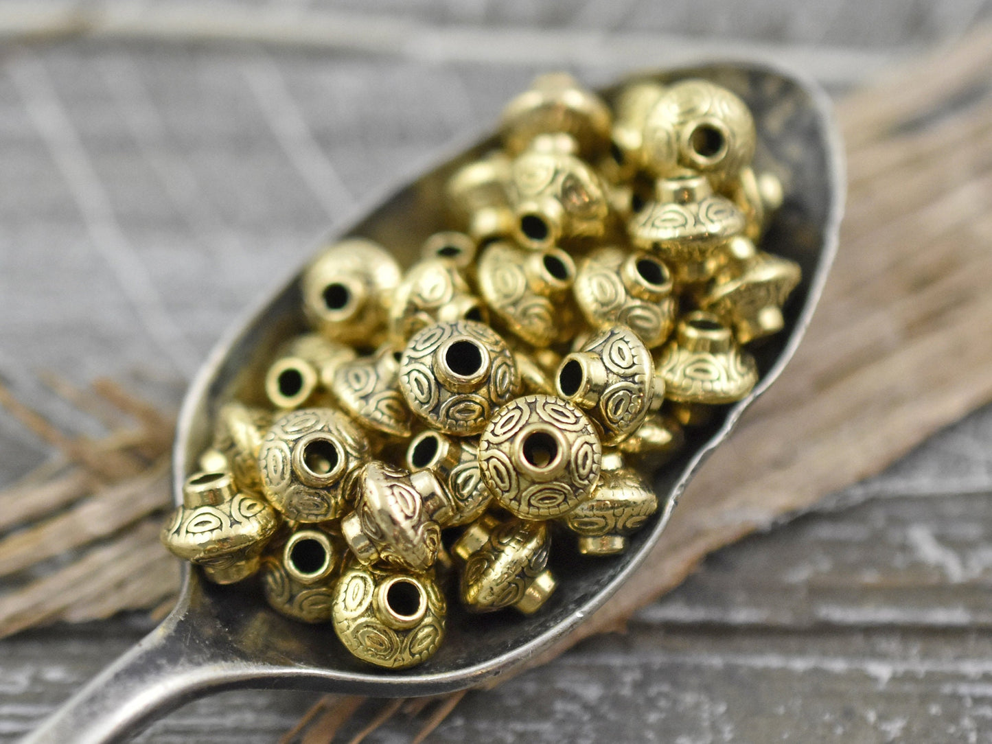 *100* 6mm Antique Gold Bicone Spacer Beads