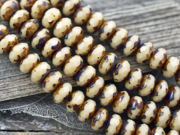 Picasso Beads - Czech Glass Beads - Rondelle Beads - Fire Polished Beads - 5x8mm - 25pcs - (5732)