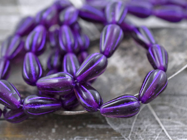 6* 15x8mm Purple Washed Grape Purple Melon Drop Beads – The Bead