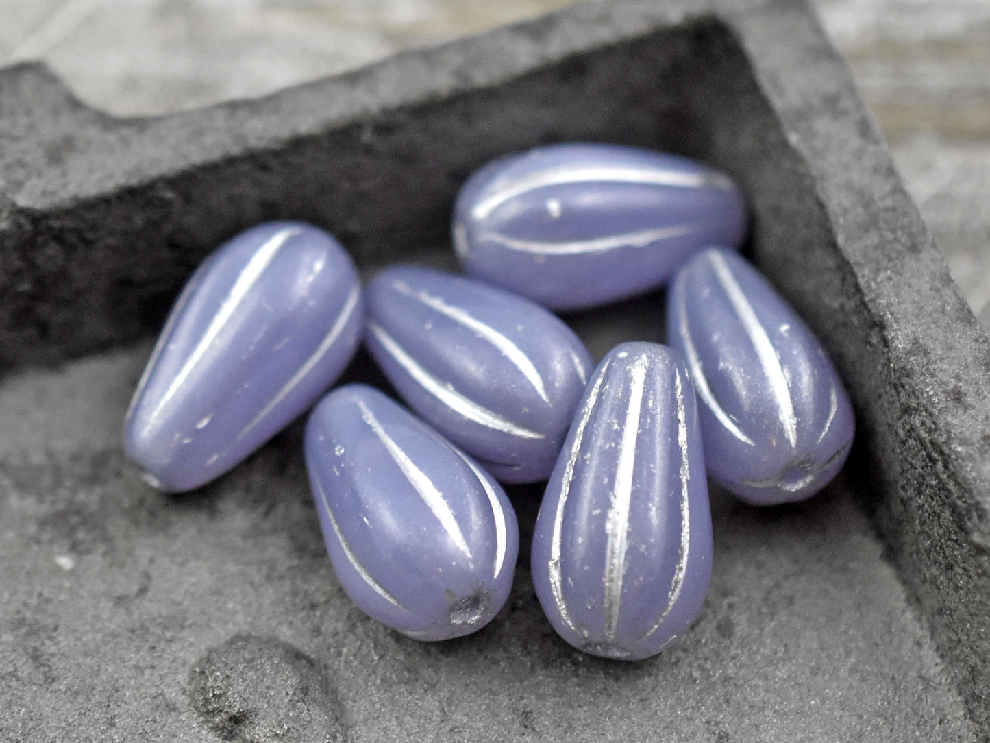 Czech Drop Beads - Czech Glass Beads - Teardrop Beads - Picasso Beads - Purple Beads - 6pcs - 15x8mm - (A191)