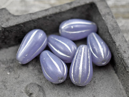 Czech Drop Beads - Czech Glass Beads - Teardrop Beads - Picasso Beads - Purple Beads - 6pcs - 15x8mm - (A191)