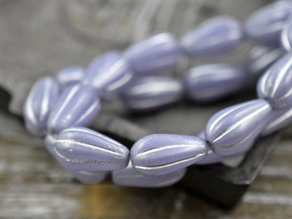 Czech Drop Beads - Czech Glass Beads - Teardrop Beads - Picasso Beads - Purple Beads - 6pcs - 15x8mm - (A191)