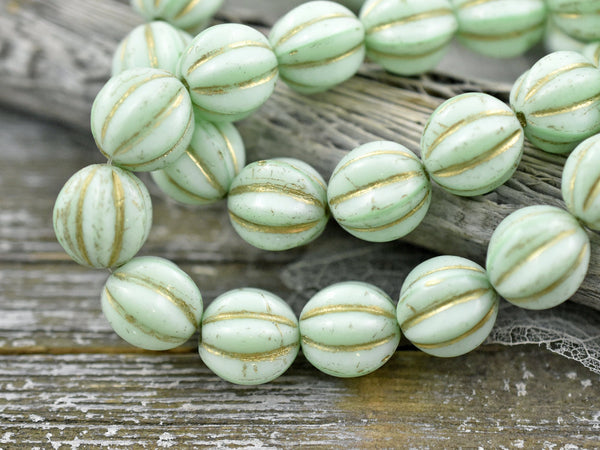 Czech Glass Beads - Large Glass Beads - Picasso Beads -  Melon Beads - Round Beads - Choose from 10mm or 12mm Beads
