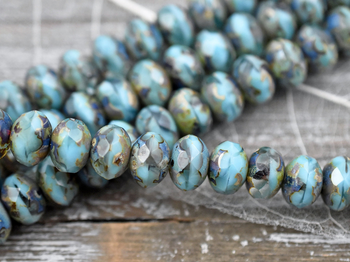 Czech Glass Beads - Large Rondelle Beads - Picasso Beads - Fire Polished Beads - Donut Beads - 7x11mm - 10pcs - (1661)