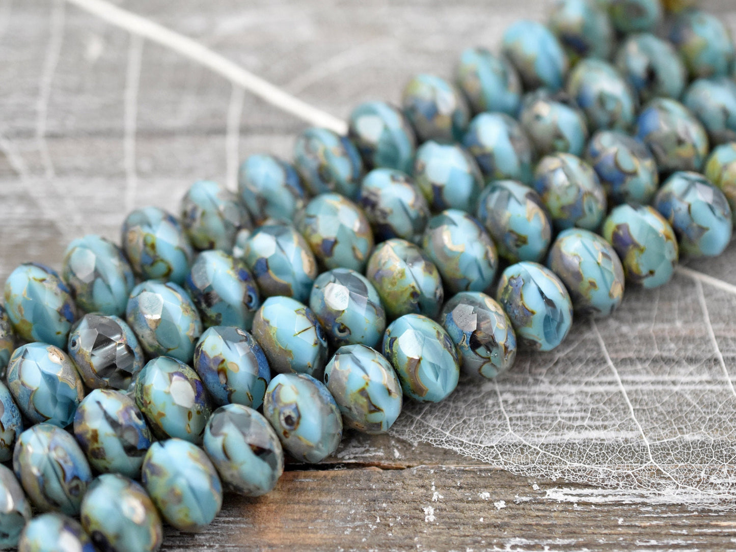 Czech Glass Beads - Large Rondelle Beads - Picasso Beads - Fire Polished Beads - Donut Beads - 7x11mm - 10pcs - (1661)