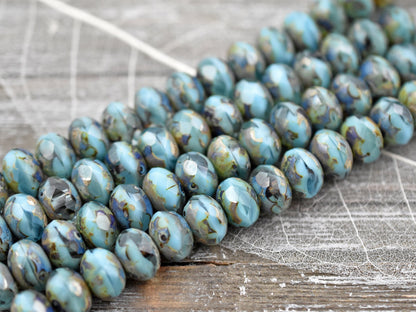 Czech Glass Beads - Large Rondelle Beads - Picasso Beads - Fire Polished Beads - Donut Beads - 7x11mm - 10pcs - (1661)