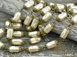 Rosary Chain - Beaded Chain - Pearl Chain - Czech Pearl Chain - Czech Glass Pearls - Sold by the foot - (CH17)