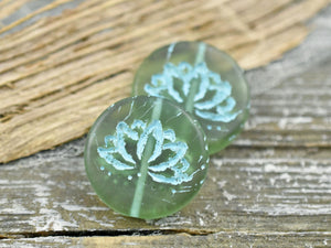 Lotus Flower Bead - Czech Glass Beads - Czech Lotus Beads - Glass Focal Bead - Lotus Flower Pendant - 18mm - 2pcs - (2052)