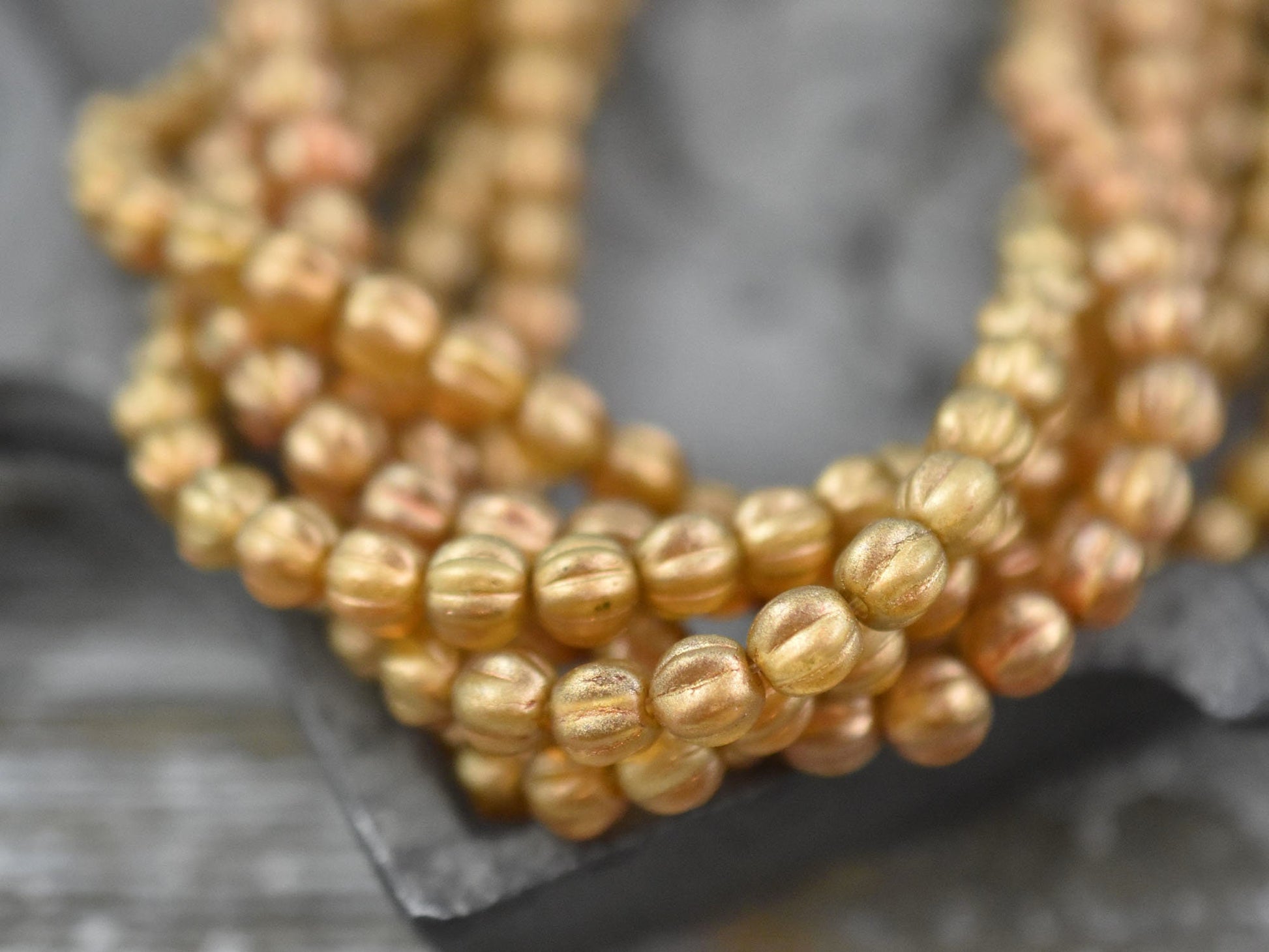 Czech Glass Beads - Melon Beads - Round Beads - 5mm Beads - Round Beads - Sandalwood Halo - 50pcs (2448)