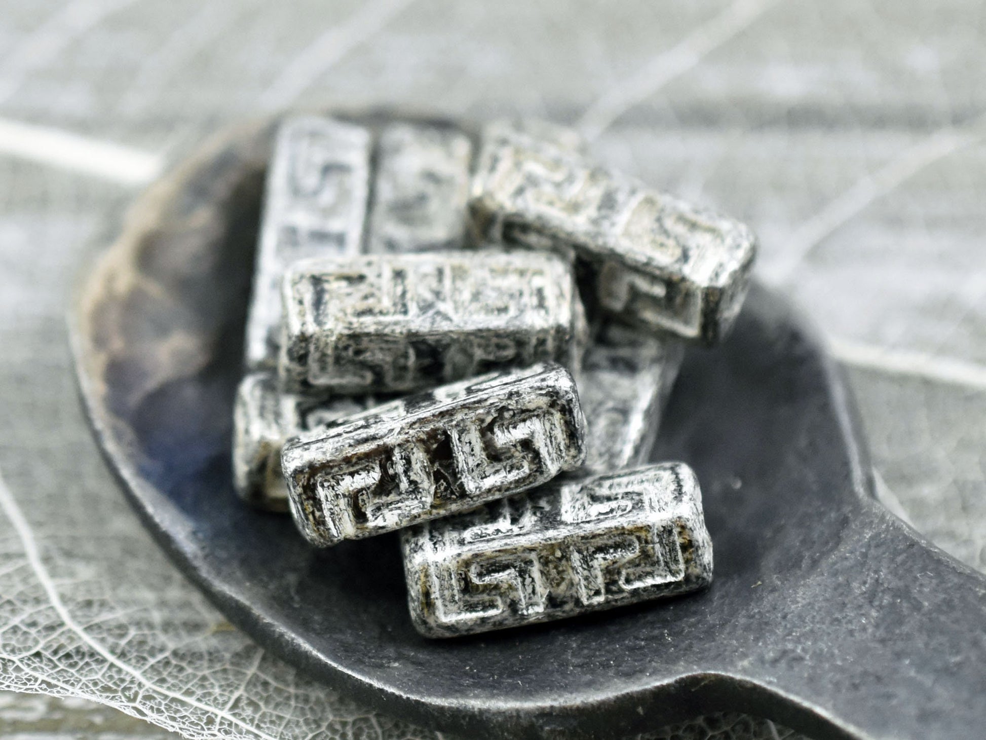 Picasso Beads - Celtic Beads - Czech Glass Beads - Tube Beads - Stick Beads - 15x5mm - 10pcs (2262)